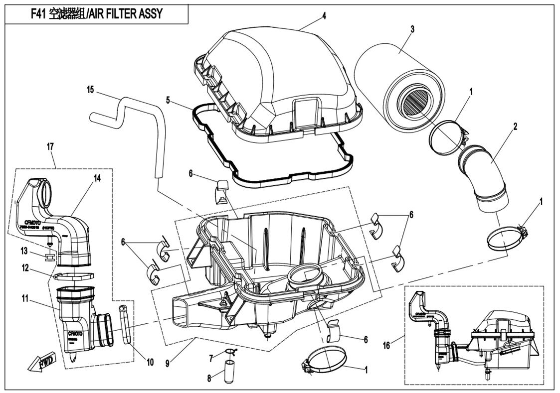 ENSEMBLE FILTRE A AIR POUR CFORCE 800 2015