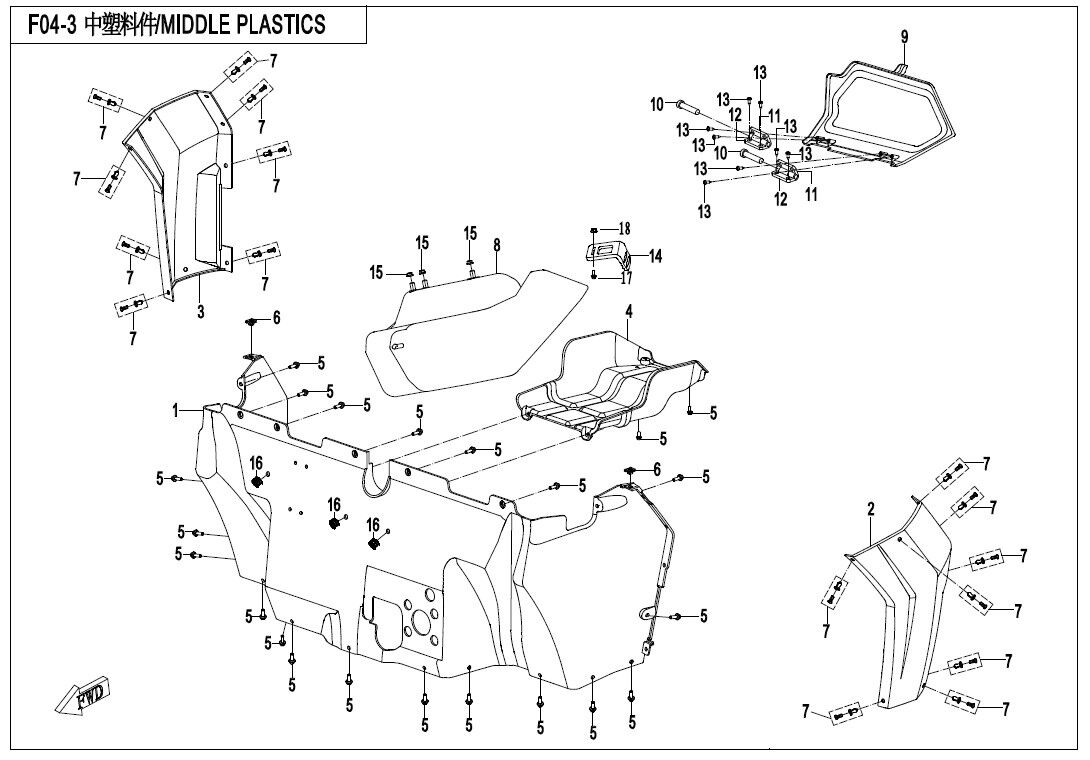 PLASTIQUES CENTRAUX POUR ZFORCE 550 EX T1 2020