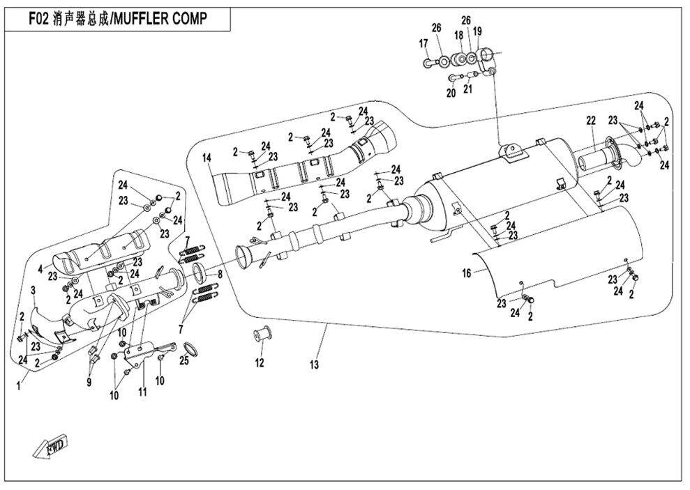 COMPOSANT DE SILENCIEUX POUR CFORCE 450 L7E 2019