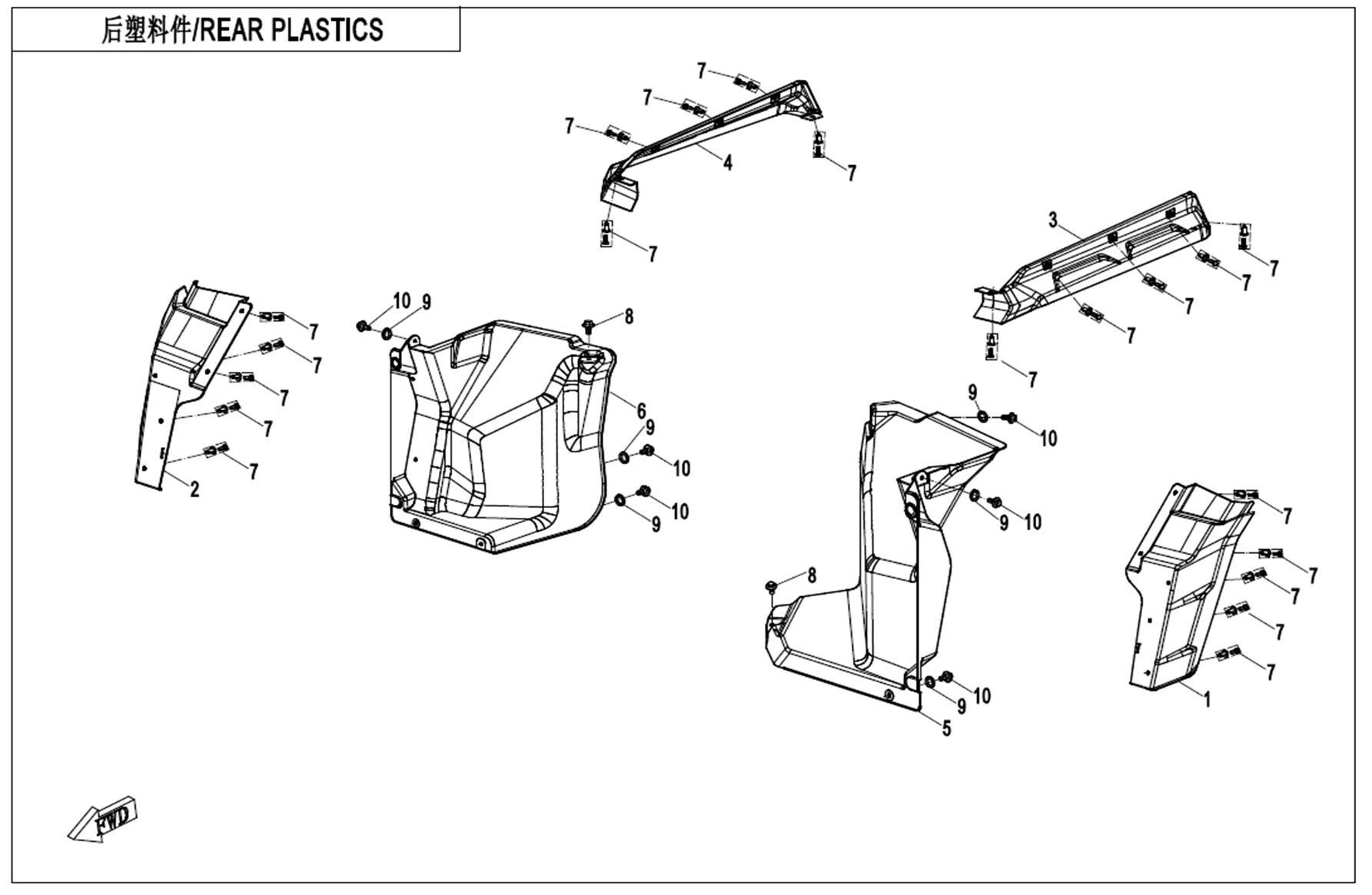 PLASTIQUES ARRIERES POUR UFORCE 1000 EPS BICYLINDRE 2021