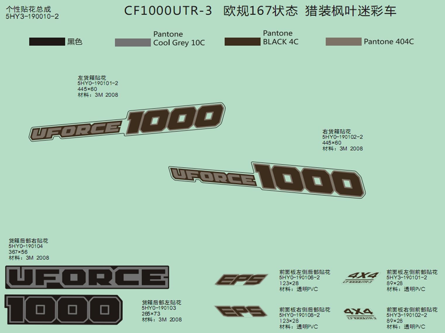 KITS D AUTOCOLANTS TRUE TIMBER CAMO POUR UFORCE 1000 EPS BICYLINDRE 2020