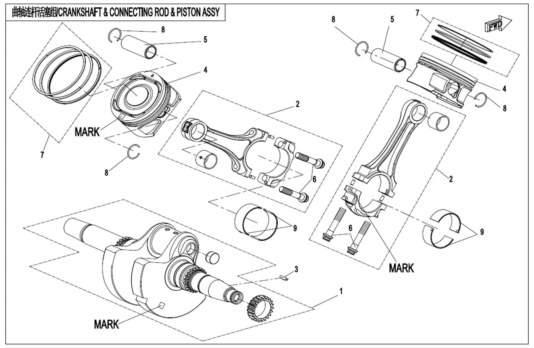 ENSEMBLE VILEBREQUIN BIELLE ET PISTON POUR CFORCE 1000 T3 EPS ORANGE SANS DIFFERENTIEL 2020