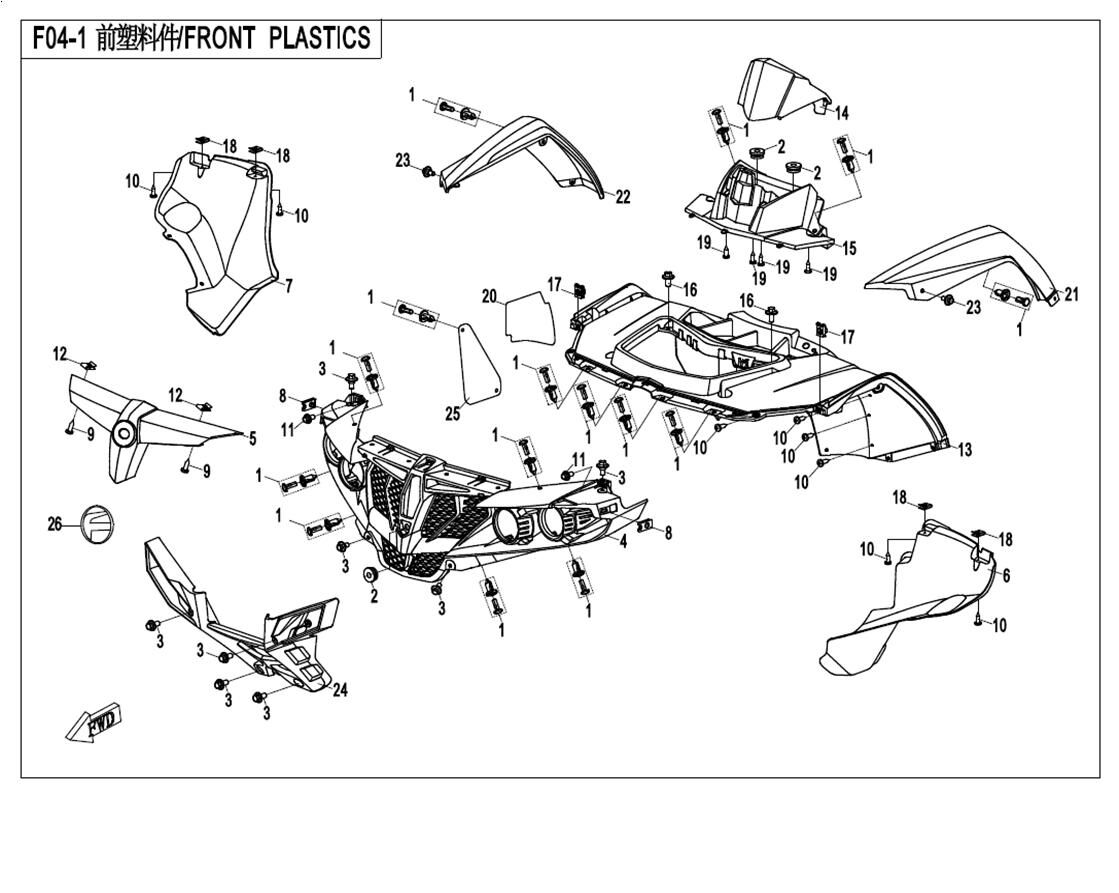 PLASTIQUE AVANT POUR CFORCE 550 T3 2017