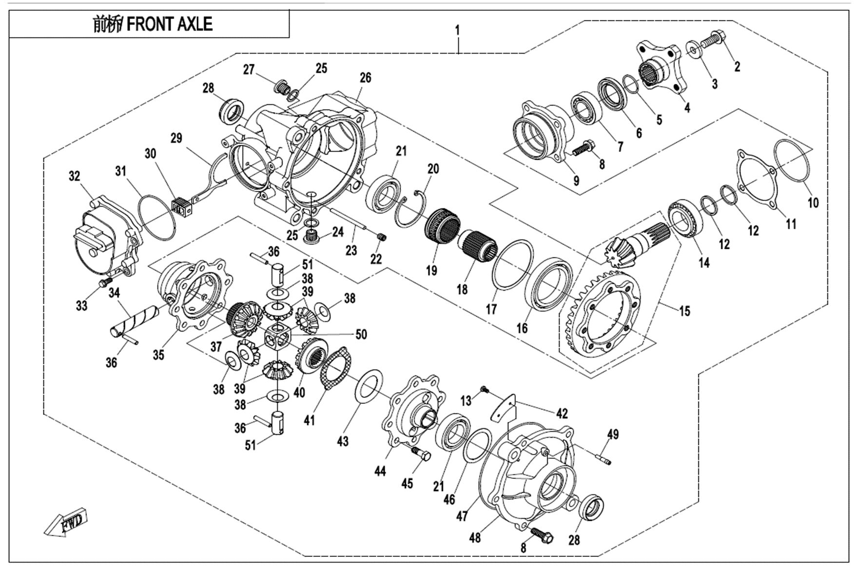 ESSIEU AVANT POUR CFORCE 1000 T3 EPS AVEC DIFFERENTIEL 2019