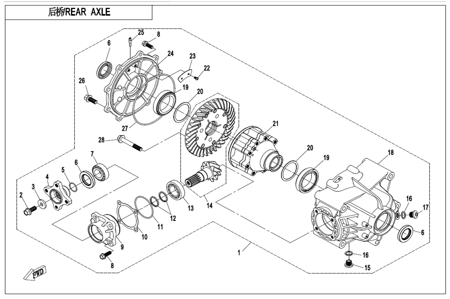 ESSIEU ARRIERE AVEC VERROUILLAGE DE DIFFERENTIEL A MACHOIRES POUR CFORCE 1000 T3 EPS AVEC DIFFERENTIEL 2019