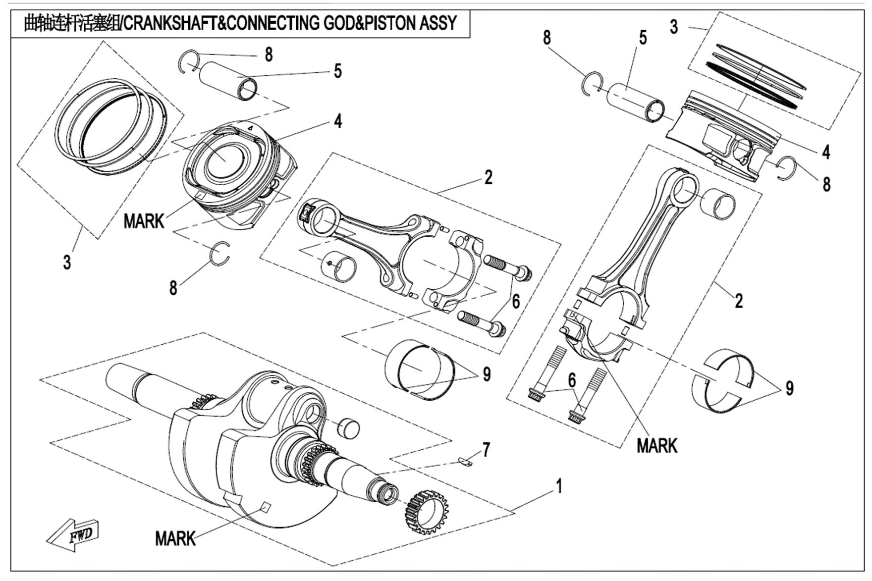 ENSEMBLE VILEBREQUIN BIELLE ET PISTON POUR CFORCE 1000 T3 EPS AVEC DIFFERENTIEL 2019