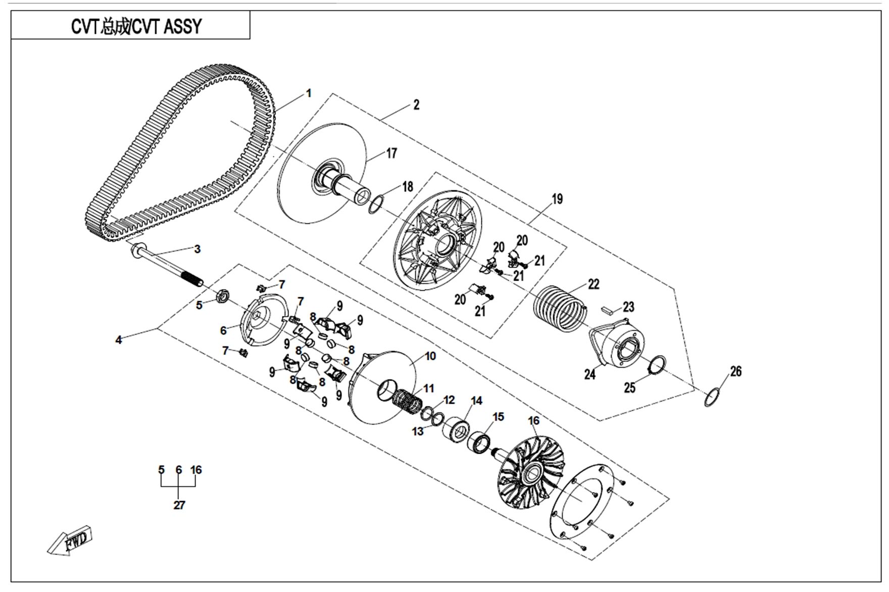 ENSEMBLE CVT POUR CFORCE 1000 T3 EPS AVEC DIFFERENTIEL 2019