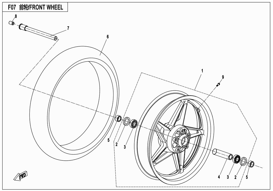 JANTE ROUE AVANT CORAL BLUE POUR 650 NK ABS 2020