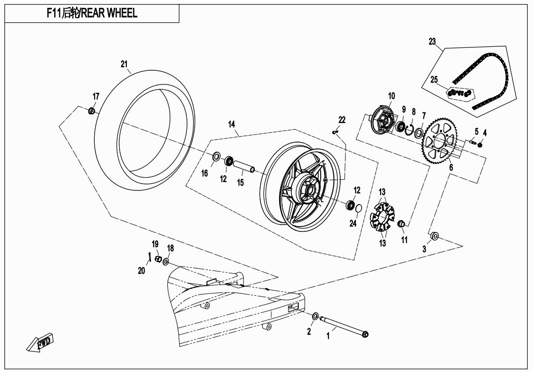 JANTE ROUE ARRIERE CORAL BLUE POUR 650 NK ABS 2020