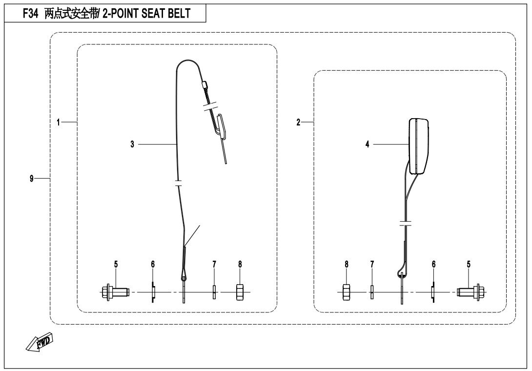CEINTURE DE SECURITE POUR CFORCE 1000 T3 EPS CAMO AVEC DIFFERENTIEL 2020