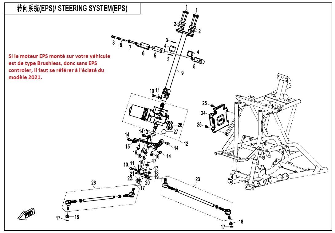 DIRECTION EPS POUR CFORCE 1000 T3 EPS CAMO AVEC DIFFERENTIEL 2020
