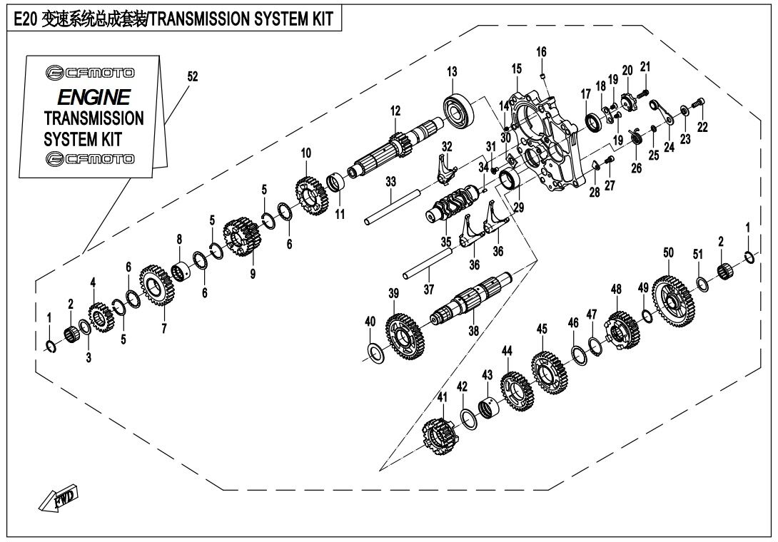 KIT DE SYSTEME DE TRANSMISSION POUR 650 MT ABS WITH SIDE BOX 2020