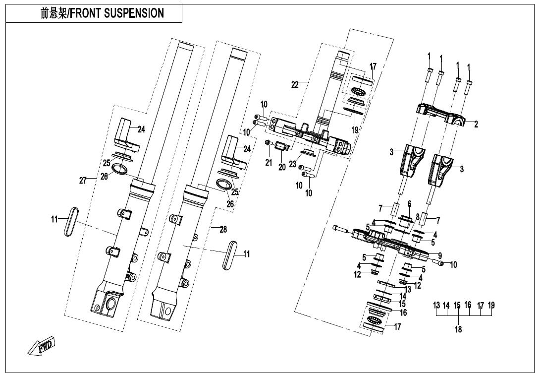 SUSPENSION AVANT POUR 400 GT ABS 2019