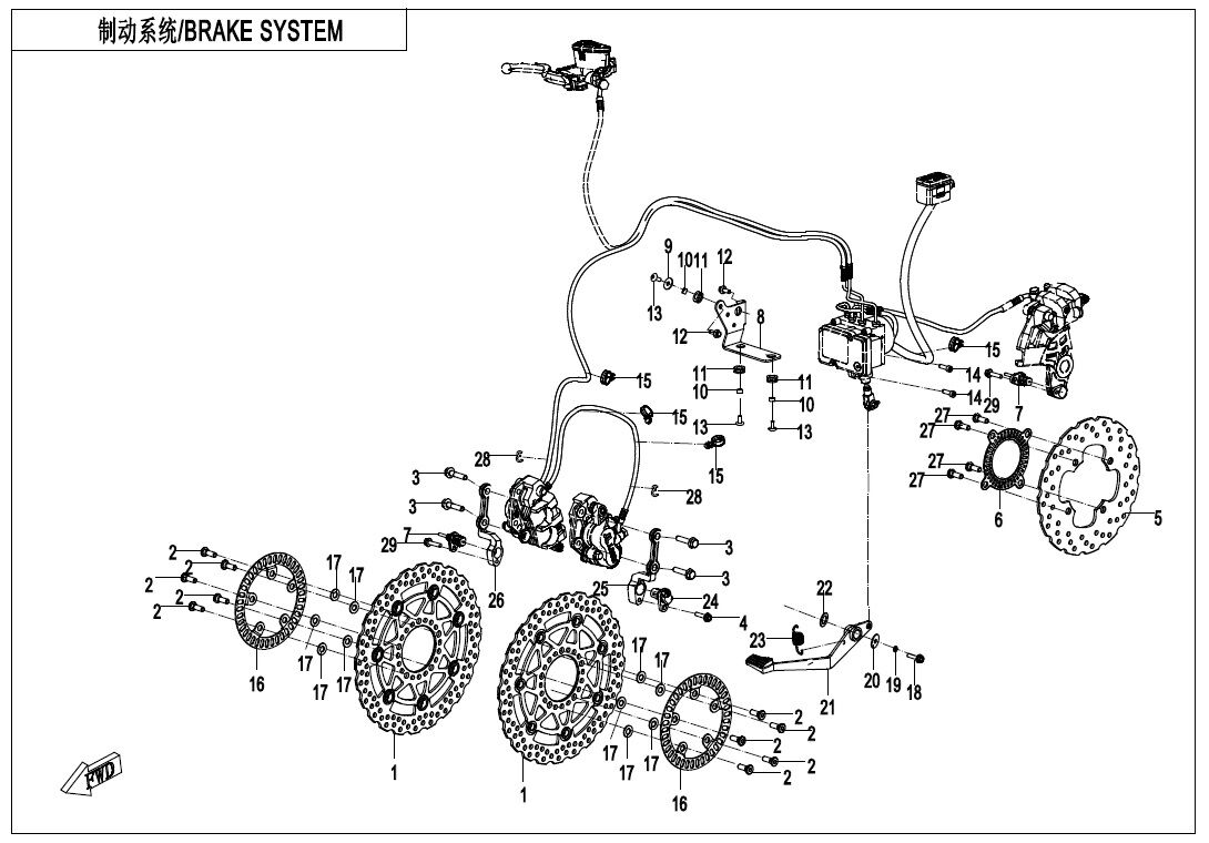 SYSTEME DE FREINAGE POUR 400 GT ABS 2020