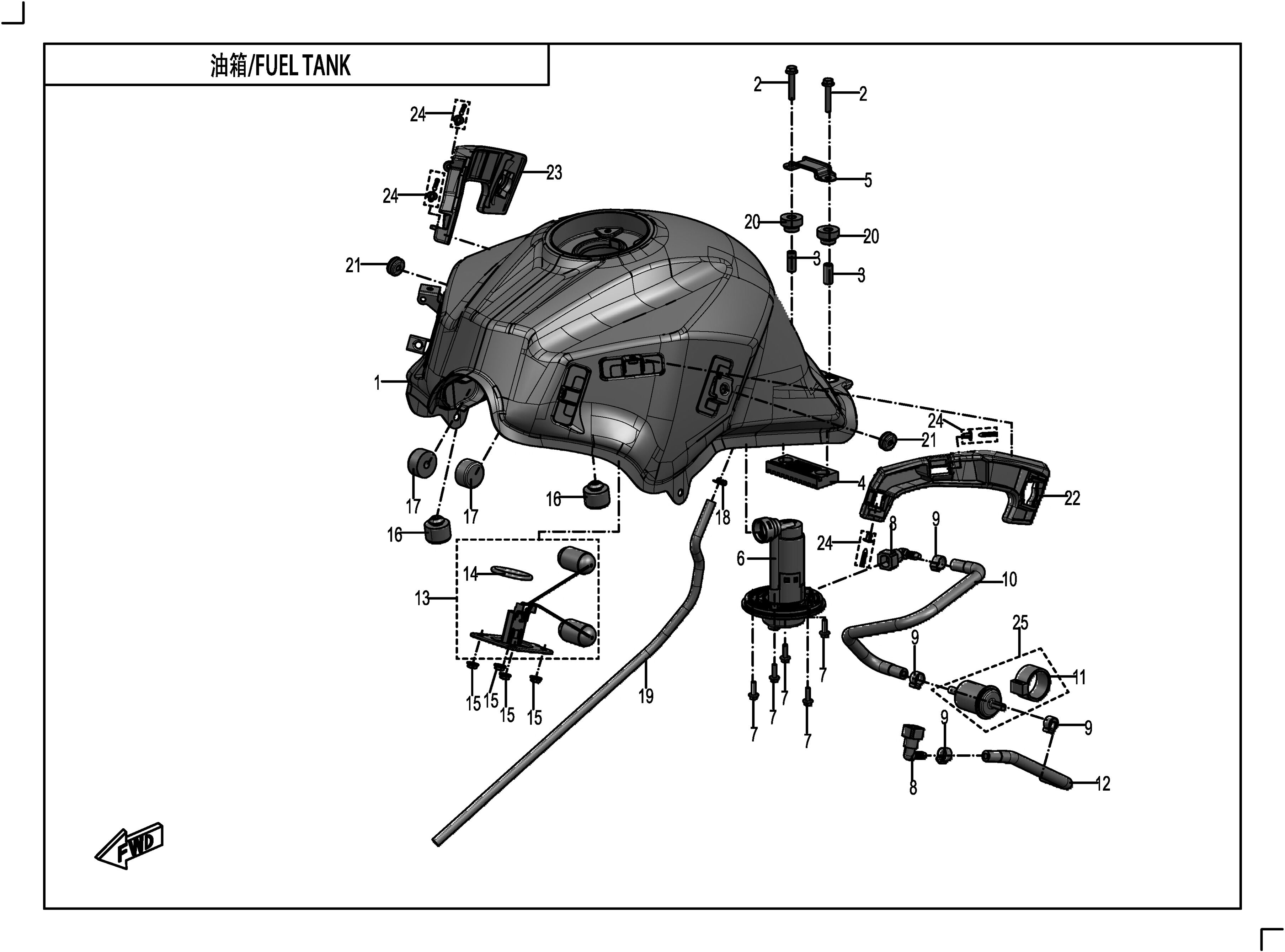 RESERVOIR DE CARBURANT POUR 400 GT ABS 2020