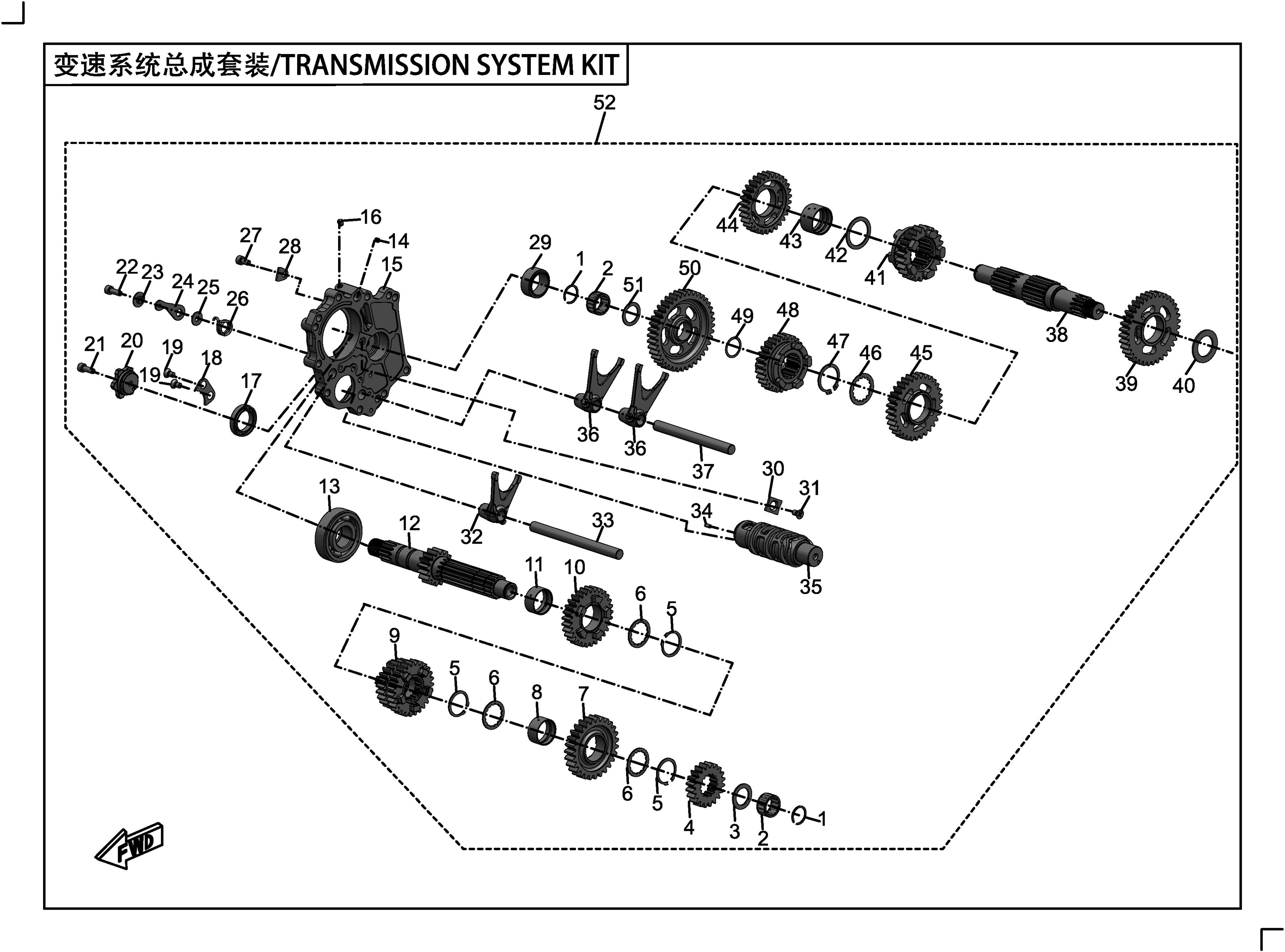 KIT SYSTEME DE TRANSMISSION POUR 400 NK FACELIFT 2020