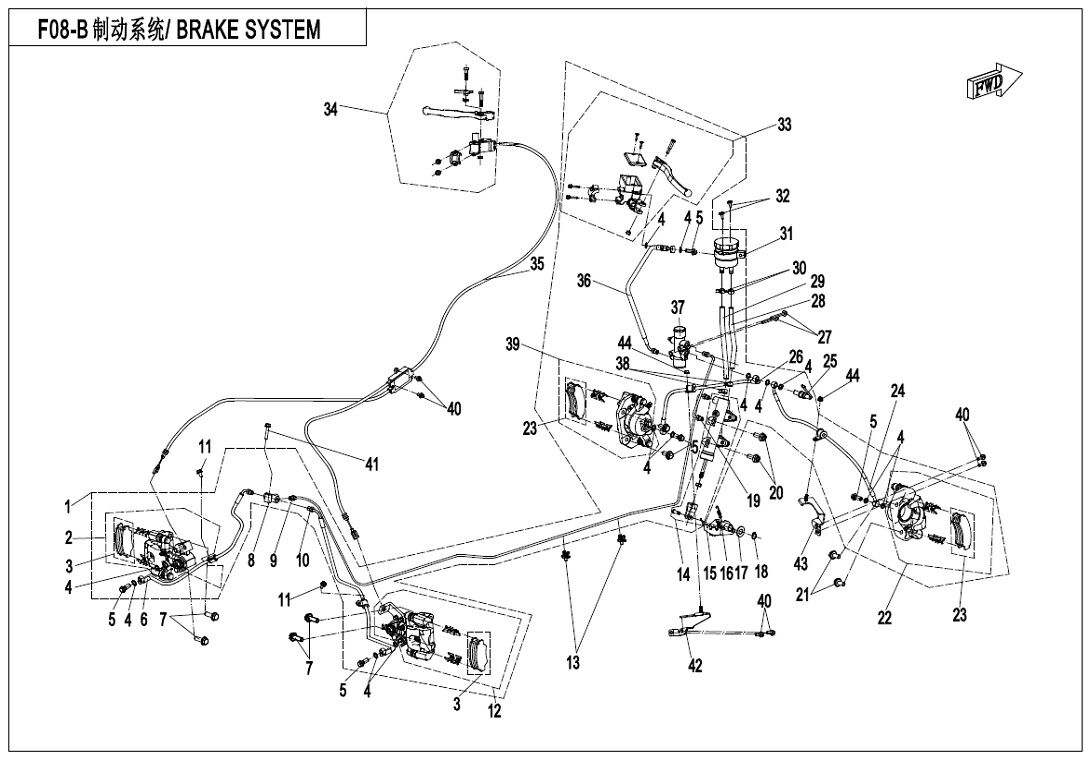 SYSTEME DE FREINAGE GAUCHE SCINDE POUR CFORCE 450 L7E 2020