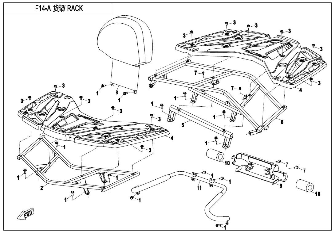 RACK EN PLASTIQUE POUR CFORCE 450 L7E 2020