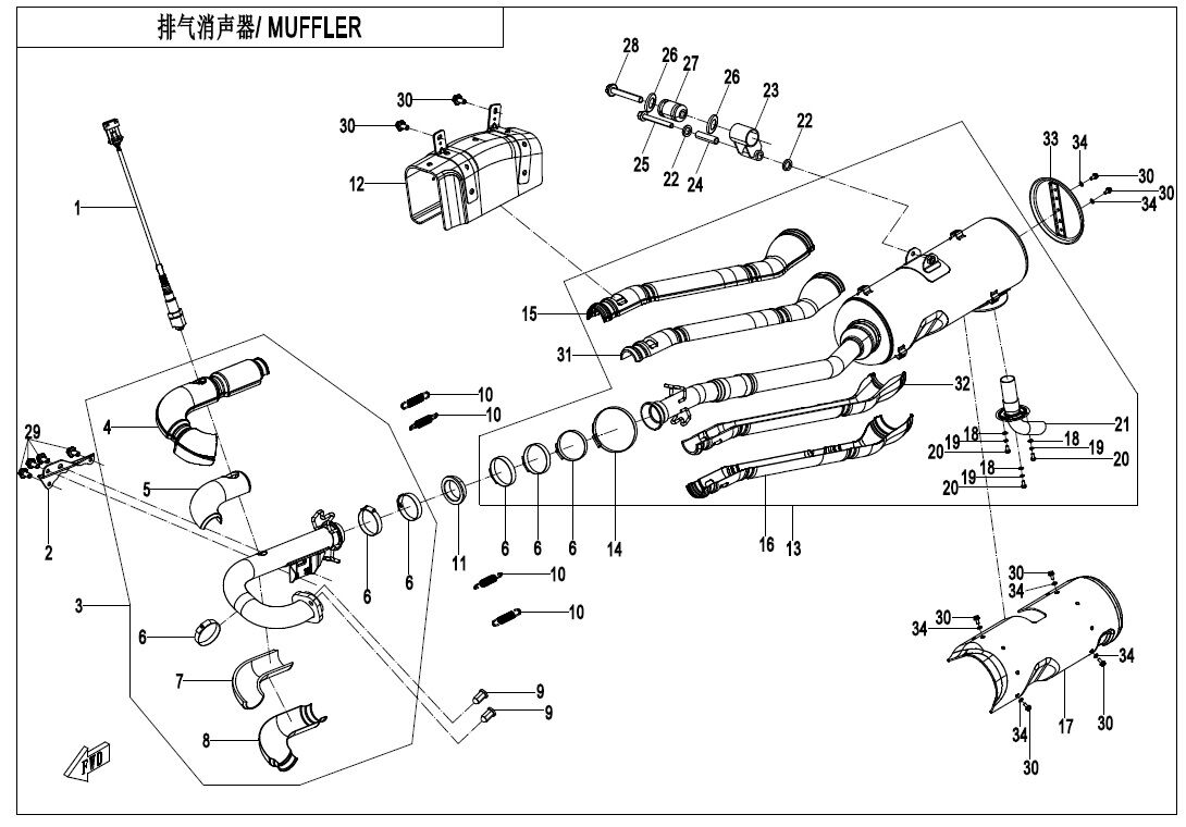 ECHAPPEMENT POUR CFORCE 625 L7E EPS 2020