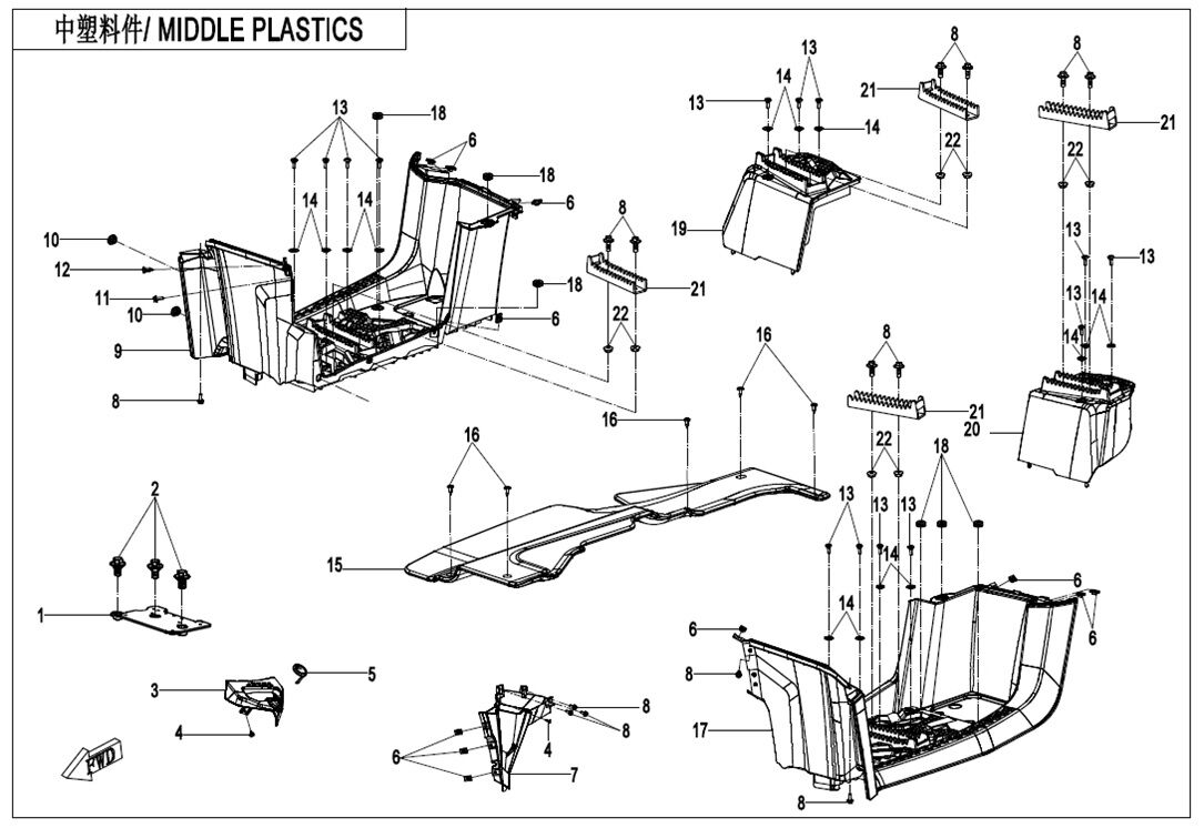 CARENAGES INTERMEDIAIRES 1 POUR CFORCE 625 L7E EPS 2020