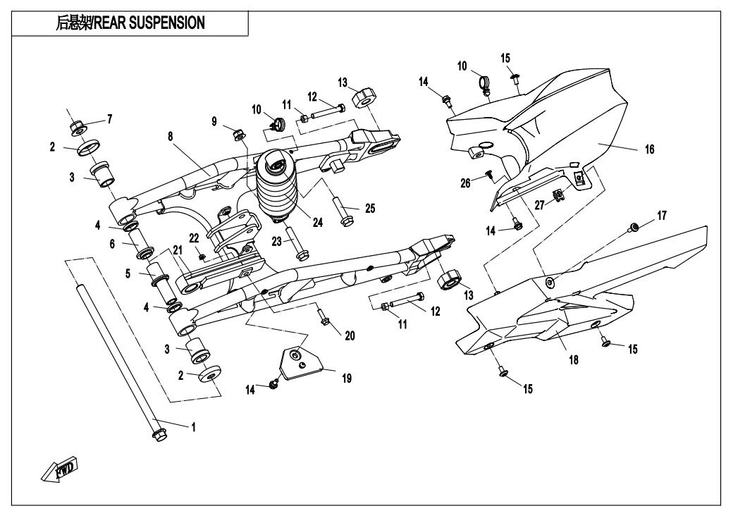 SUSPENSION ARRIERE POUR CF 300NK 2020