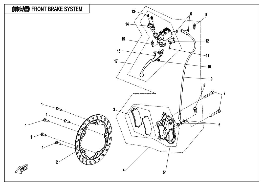 SYSTEME DE FREIN AVANT JJUAN POUR CF 300NK 2020