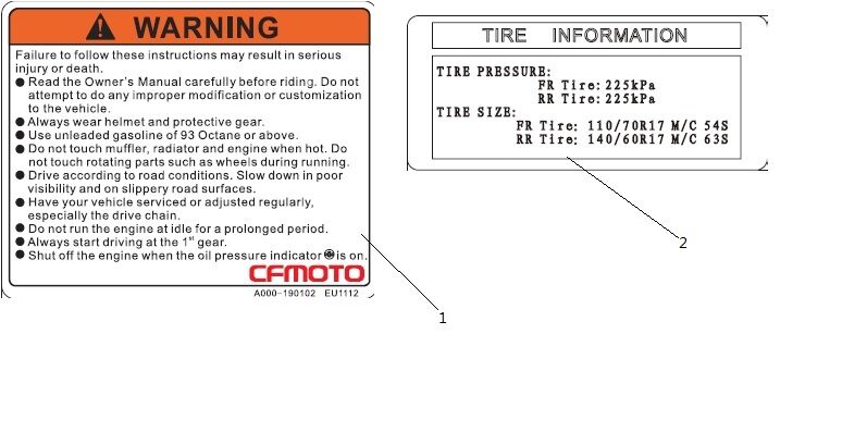 AUTOCOLLANT D AVERTISSEMENT POUR CF 300NK 2020