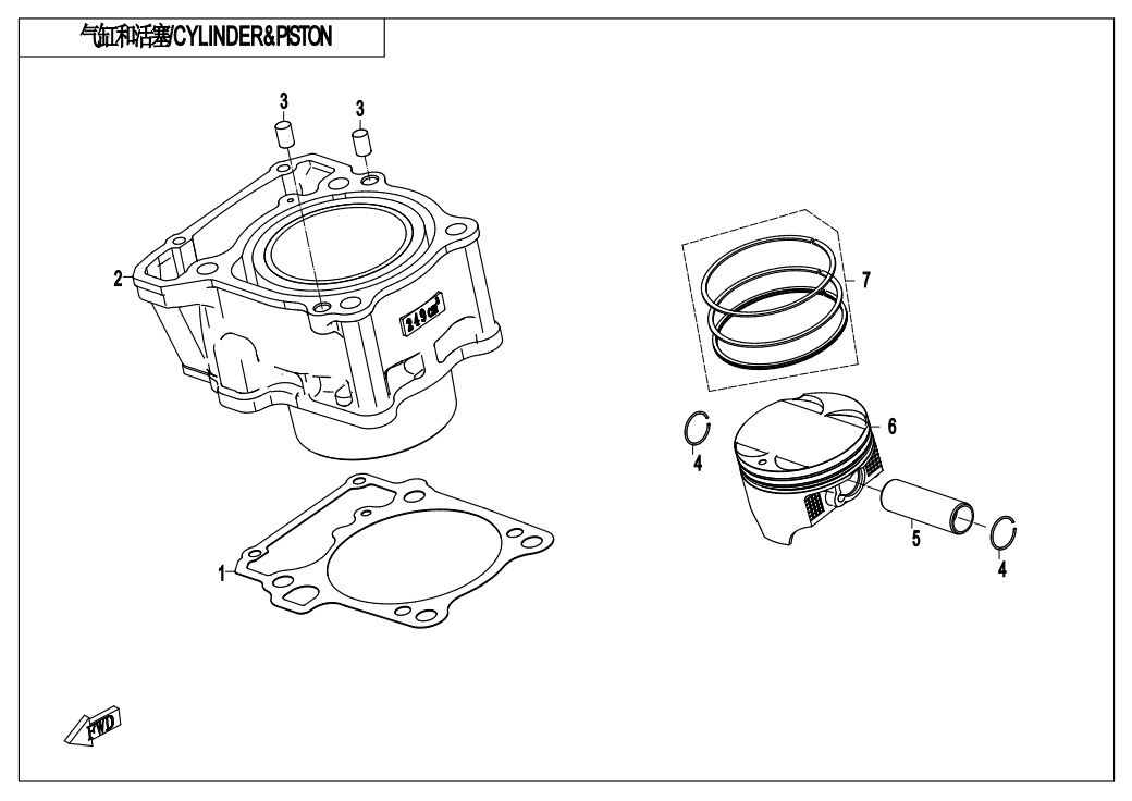 CYLINDRE ET PISTON POUR CF 300NK 2020