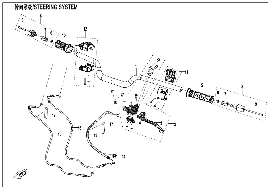 SYSTEME DE DIRECTION POUR CF 650 GT NON BRIDABLE SANS VALISES 2020