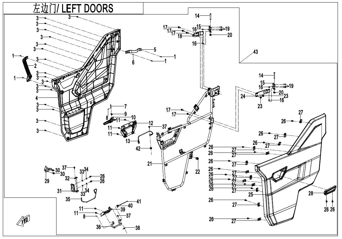 LEFT DOOR POUR UFORCE 1000 EPS BICYLINDRE 2020