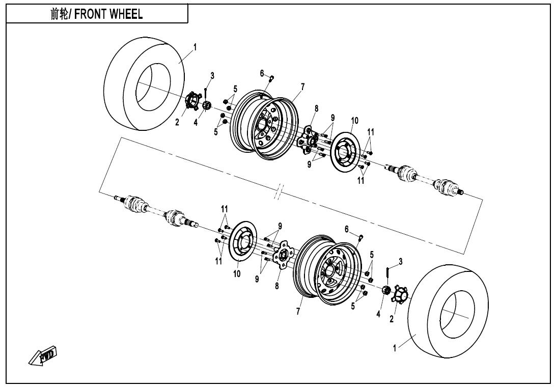 ROUES AVANT POUR CFORCE 450 COURT T3 2020