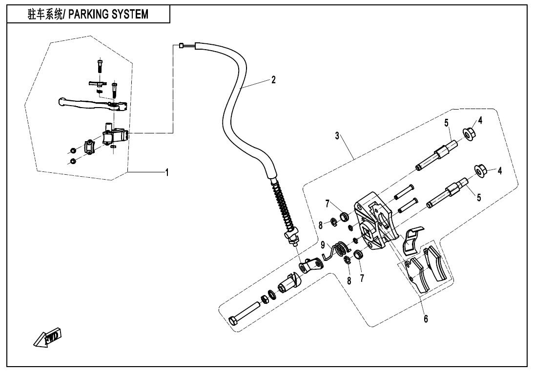 SYSTEME DE FREIN DE PARKING 2 POUR CFORCE 450 COURT T3 2020