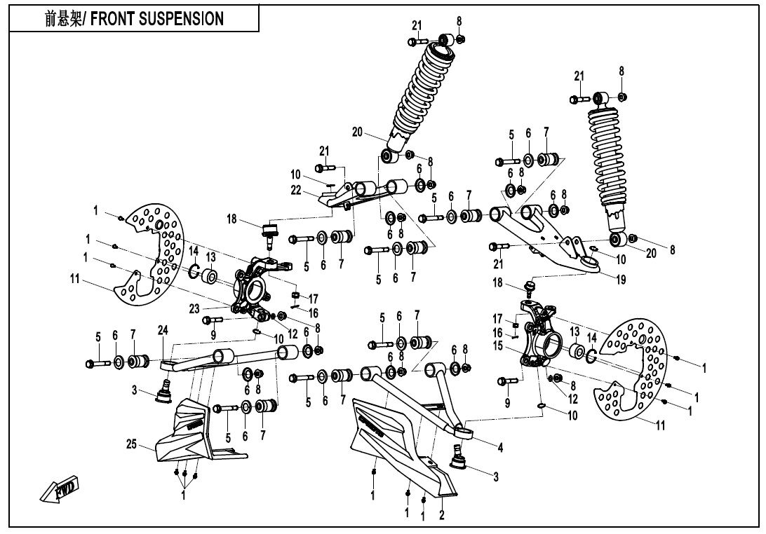 SUSPENSION AVANT POUR CFORCE 520 COURT T3 2020