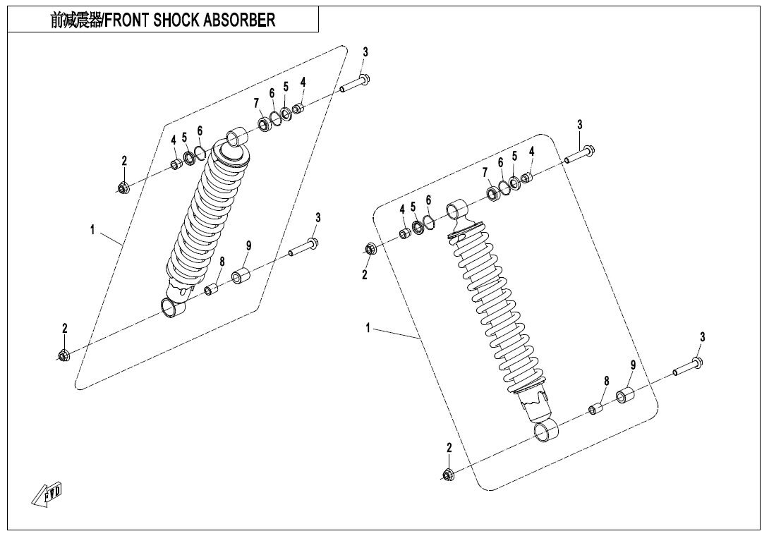 AMORTISSEUR DE CHOCS AVANT A HUILE POUR CFORCE 850 T3 EPS AVEC DIFF ARRIERE 2023