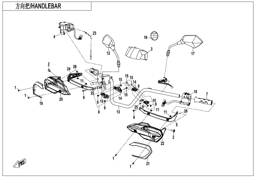 GUIDON POUR CFORCE 850 L7E 2020