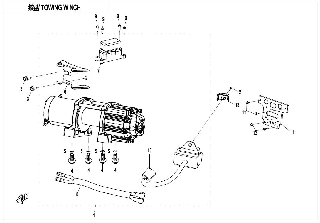 TREUIL DE REMORQUAGE POUR CF 1000 T3 OVERLAND AVEC DIFF ARRIERE 2022