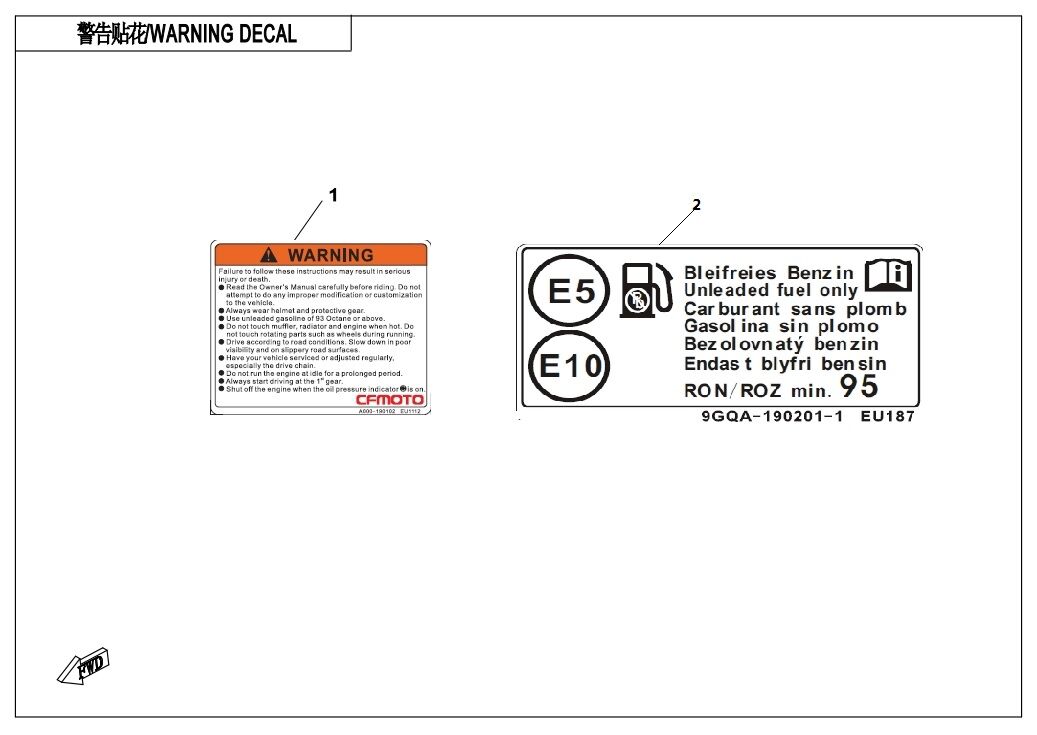 AUTOCOLLANT D AVERTISSEMENT POUR 650 NK ABS 2020