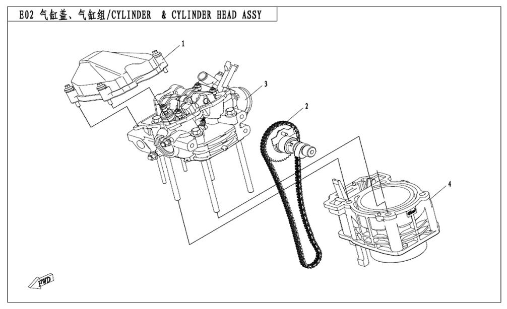 CYLINDRE ET CULASSE POUR CFORCE 520 S L7E COURT 2020