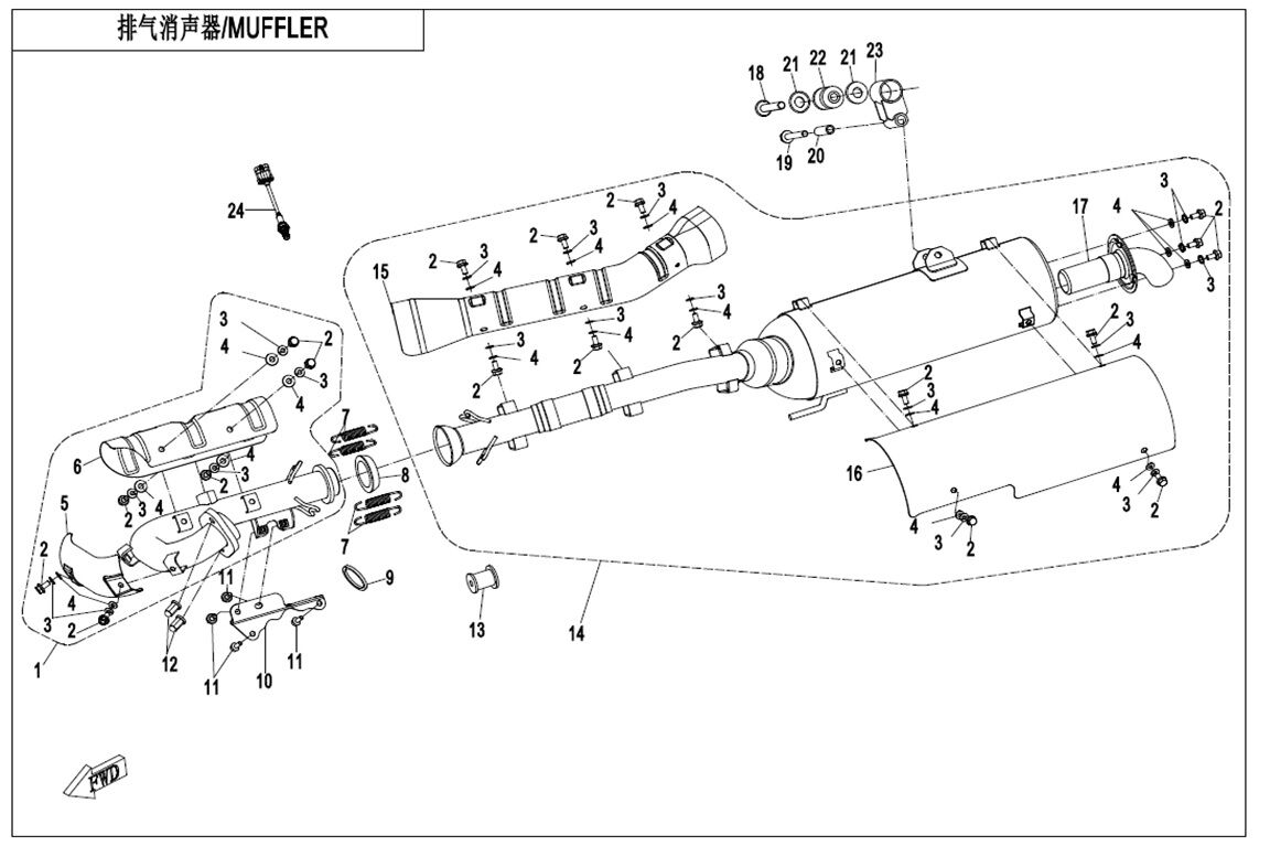 ECHAPPEMENT POUR CFORCE 520 S L7E COURT 2020