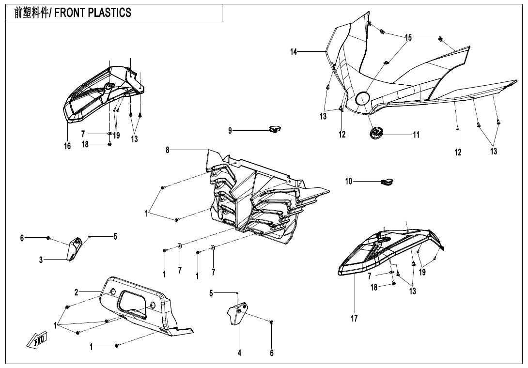 PLASTIQUE AVANT POUR ZFORCE 1000 SPORT 2021