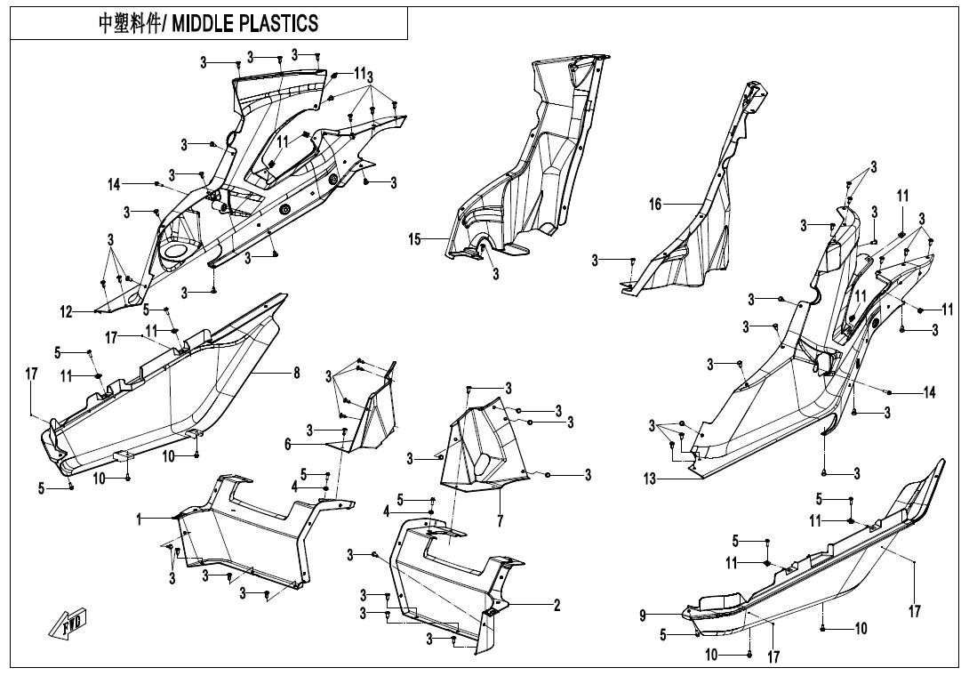 PLASTIQUE CENTRAL POUR ZFORCE 1000 SPORT 2022