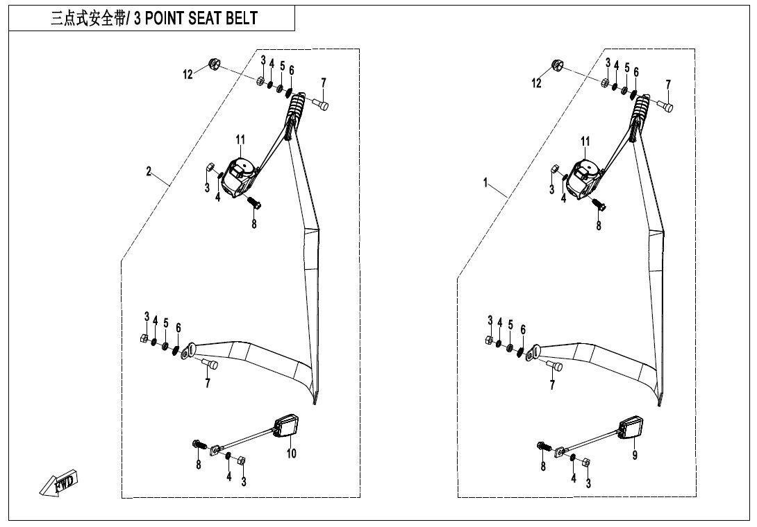 CEINTURE DE SECURITE 3 POINTS POUR ZFORCE 1000 SPORT 2020