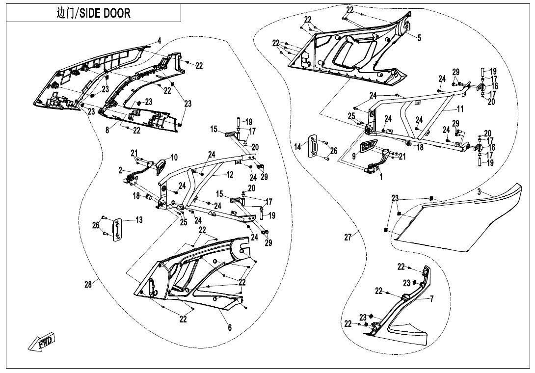 PORTES LATERALES POUR ZFORCE 1000 SPORT 2020
