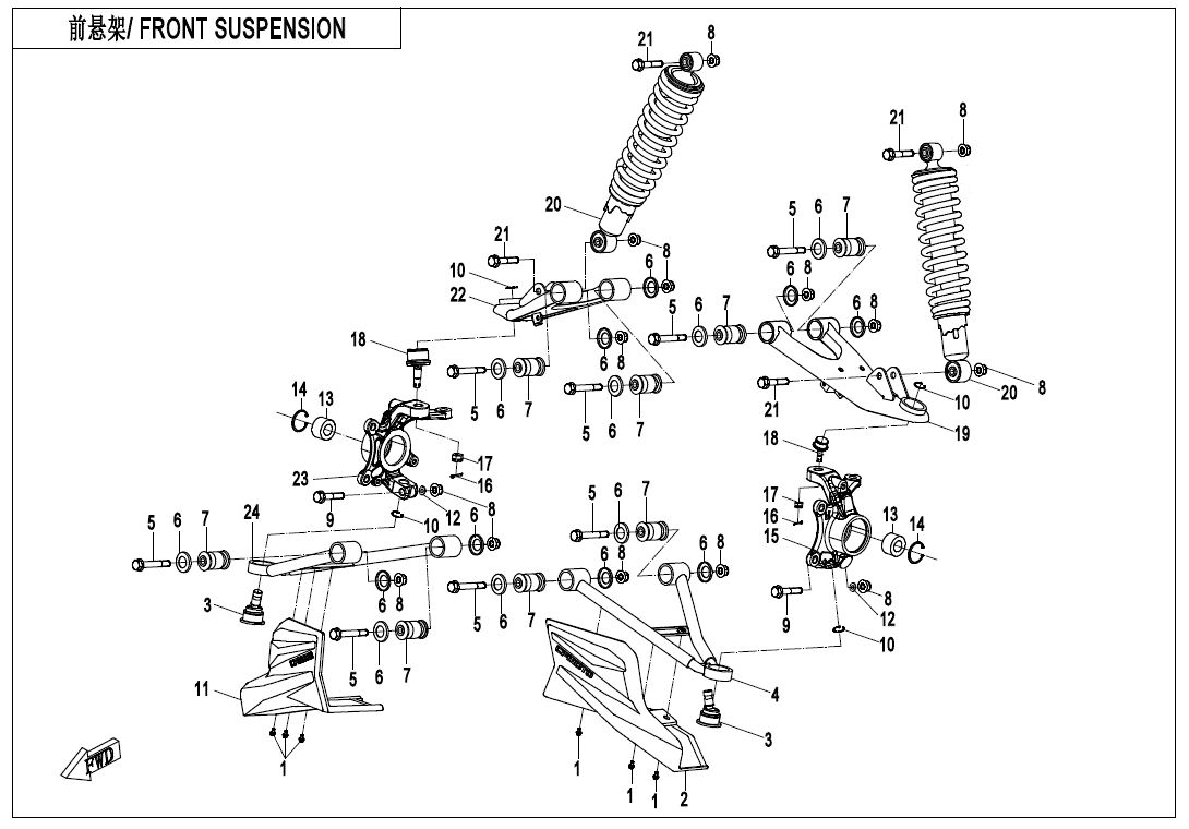 SUSPENSION AVANT POUR CFORCE 520 LONG T3 2021