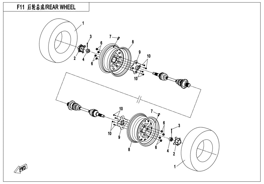 ROUES ARRIRERES POUR CFORCE 520 COURT T3 2022