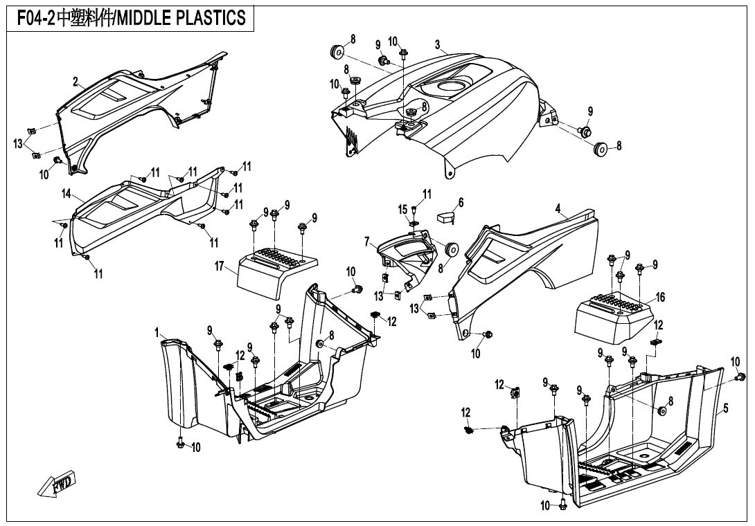 CARROSSERIE CENTRALE POUR CFORCE 520 LONG T3 2021