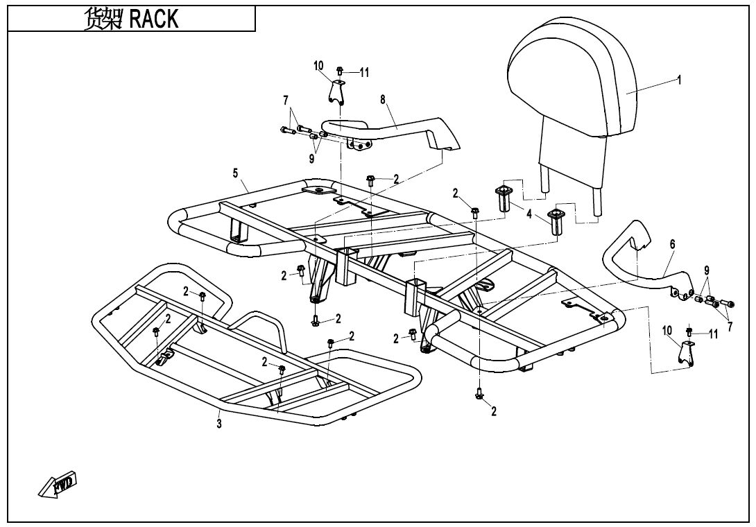 PORTE BAGAGES POUR CFORCE 520 LONG T3 2021