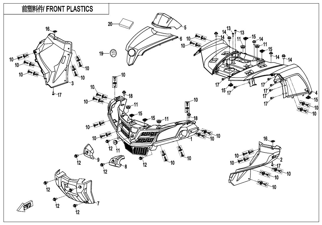 CARROSSERIE AVANT POUR CFORCE 450S EPS L7E 2021