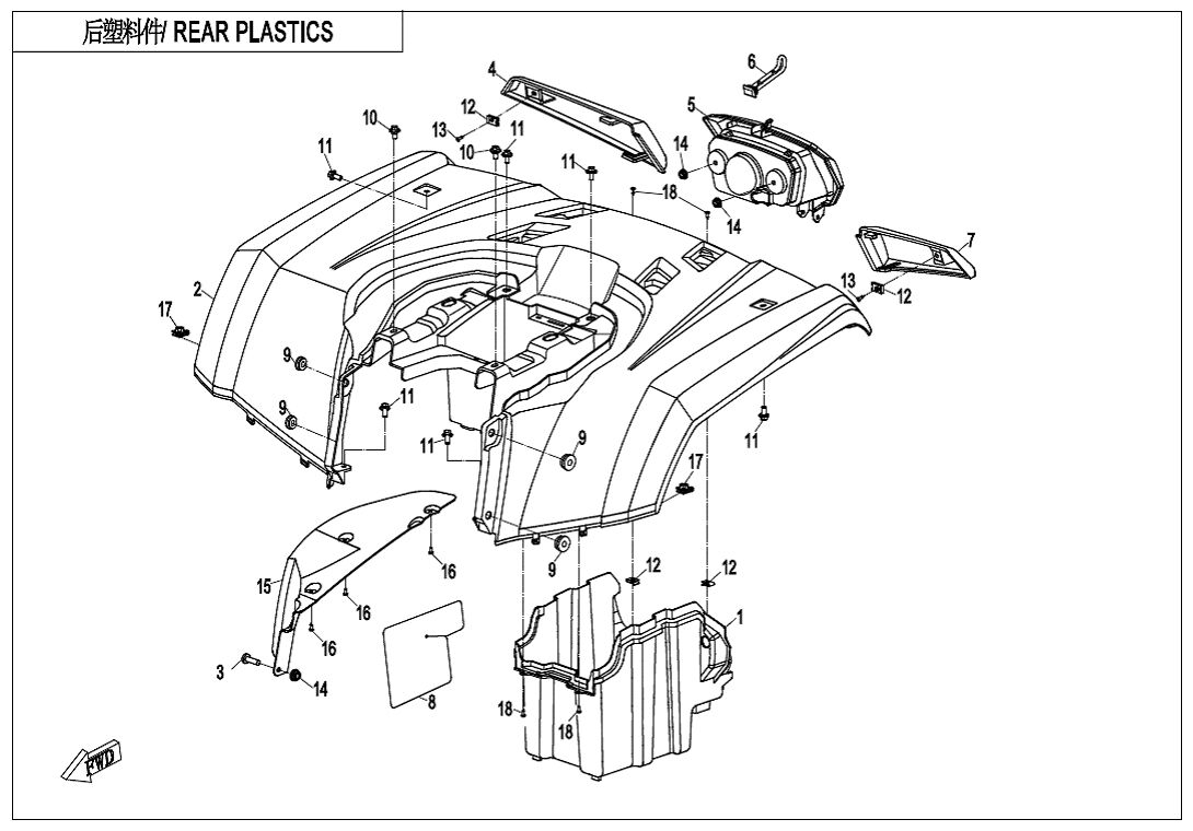 CARROSSERIE ARRIERE POUR CFORCE 450S EPS L7E 2021