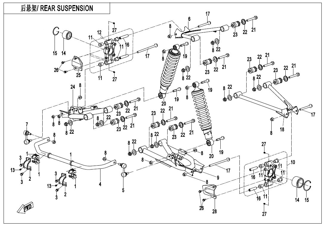 SUSPENSION ARRIERE POUR CFORCE 520 S L7E COURT 2021